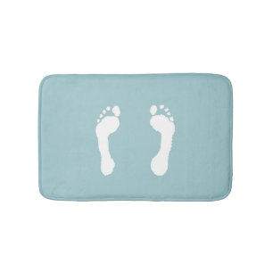Weiß-Gestempelte Abdrücke (blau) Badematte