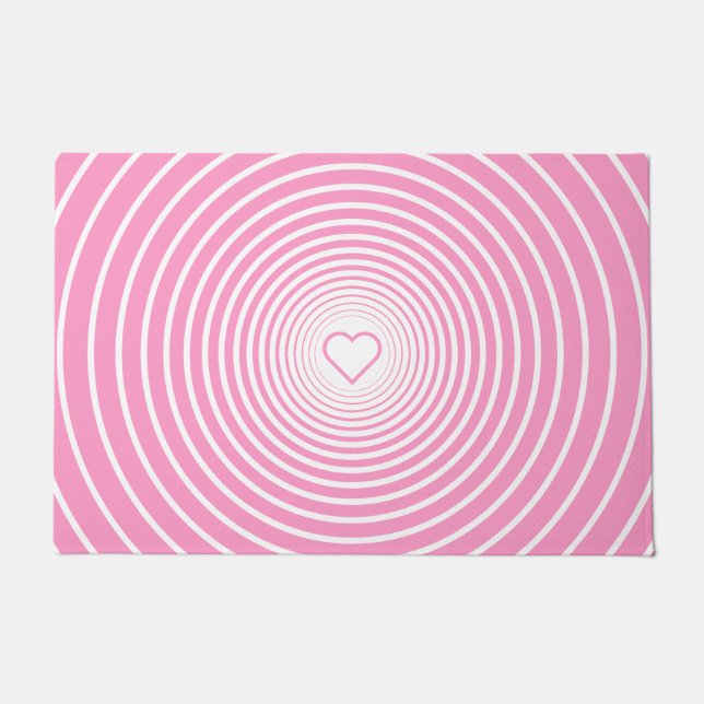 Weiß gestrichene rosa Türmatte mit Herz-Auswahl Fa (Vorderseite)