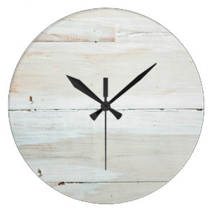 Weiß getünchte Scheunenholz Weiß Holzmaserung Große Wanduhr