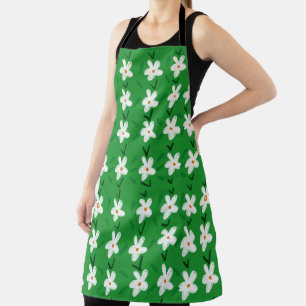 Weiß Gezeichnet Blumenmuster Blume Art Pattern Aes Schürze