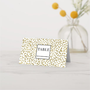 Weiß & Glänzende Gold Punkte Konfetti Elegant Schi Platzkarte