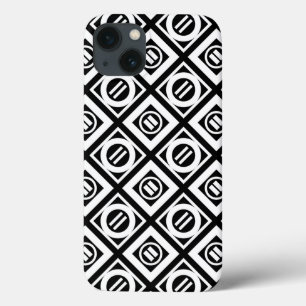 Weiß Gleiche Zeichengeometrie auf schwarz Case-Mate iPhone Hülle