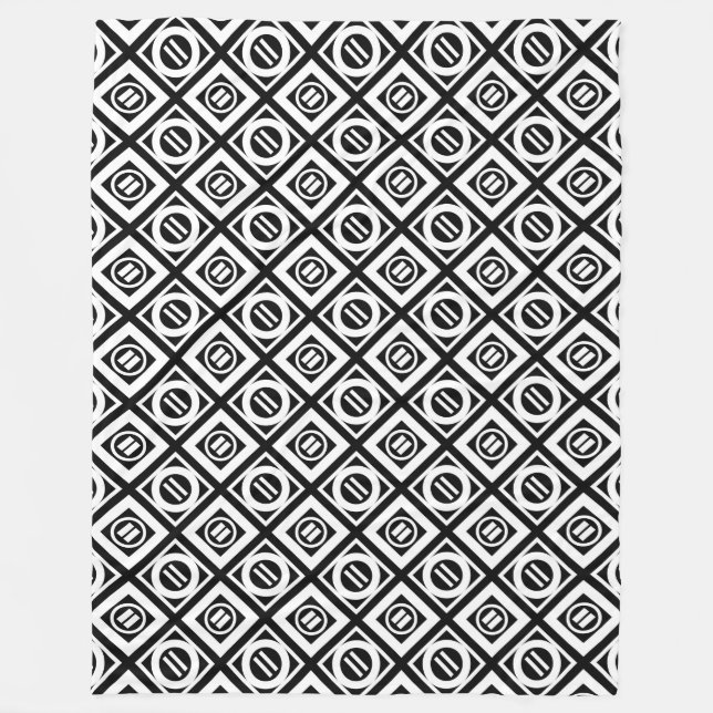 Weiß Gleiche Zeichengeometrie auf schwarz Fleecedecke (Vorderseite)