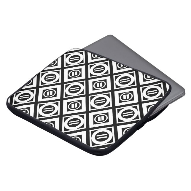 Weiß Gleiche Zeichengeometrie auf schwarz Laptopschutzhülle (Vorne Oben)