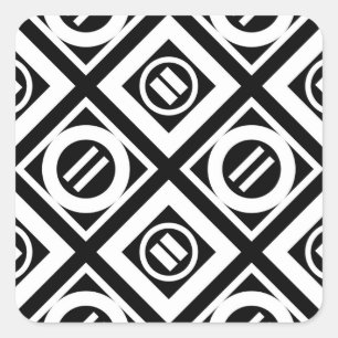 Weiß Gleiche Zeichengeometrie auf schwarz Quadratischer Aufkleber