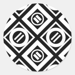 Weiß-Gleichheitszeichen-geometrisches Muster auf Runder Aufkleber