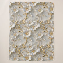 Weiß & Gold 3D florales Dekorationsmuster