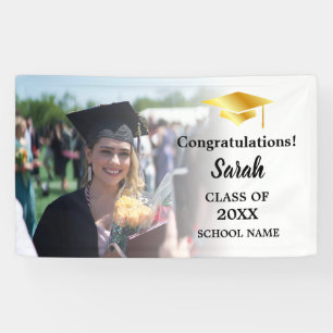 Weiß   Gold Abschluss Custom Foto Class of 2025 Banner