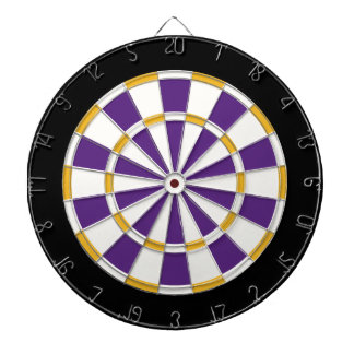 Weiß, Gold, Lila und Schwarzes Dartscheibe