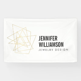 Weiß/Gold-Logo für abstrakte geometrische Architek Banner