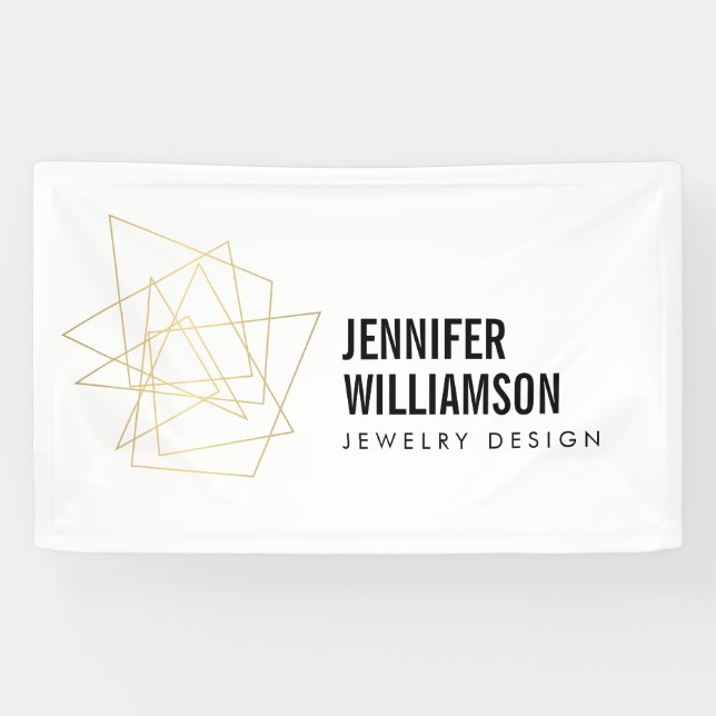 Weiß/Gold-Logo für abstrakte geometrische Architek Banner (Horizontal)
