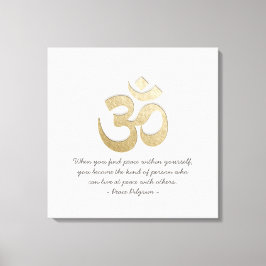 Weiß & Gold OM Symbol YOGA Meditation Instructor Leinwanddruck