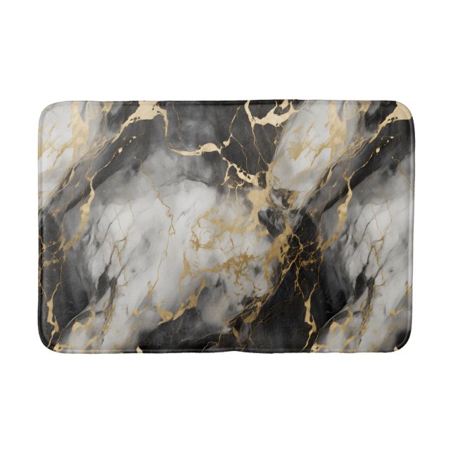 Weiß, Gold und Schwarz-Luxus-Marmor Elegant Badematte (Vorderseite)