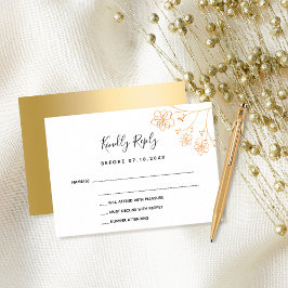 Weiß goldfarbene elegante moderne Hochzeit RSVP Mitteilungskarte