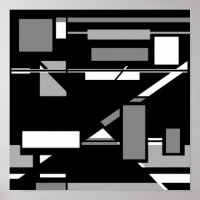 Weiß grau auf schwarzem MCM-Look Geometrisch Abstr