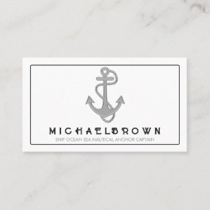 Weiß Grau Marine Schiffsanker Visitenkarte