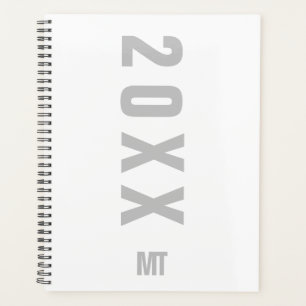 Weiß-Grau Minimalistisch Mit Monogramm Planer