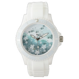 Weiß-graue Blüte Armbanduhr
