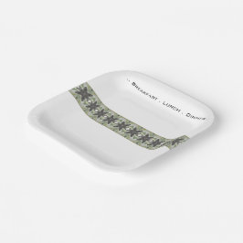 Weiß-graue und grüne Fläche Pappteller