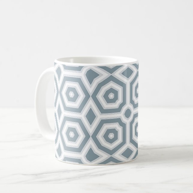 weiß-graues geometrisches Muster Art Deco  Kaffeetasse (Vorderseite Links)