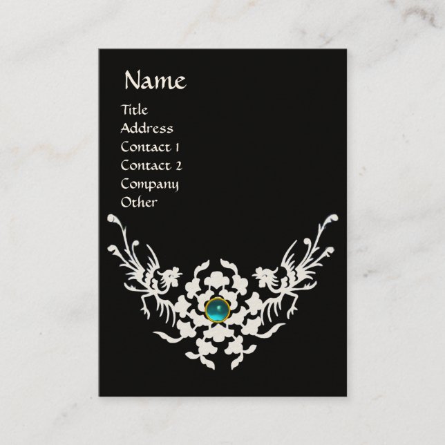 WEISS GRIFFINS AQUAMARINE MONOGRAM Schwarz-weiß Visitenkarte (Vorderseite)