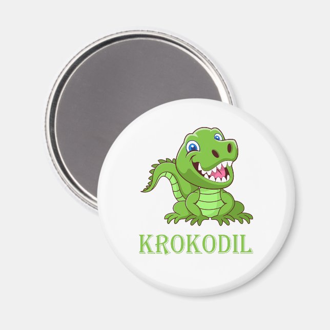 weiß grün Krokodil Cartoon Magnet (Vorderseite/Rückseite)