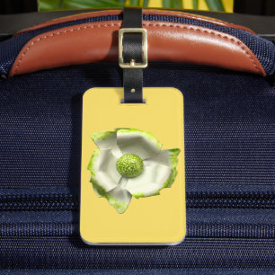 Weiß Grüne Frühlingsblüte MOD Retro Blume 60er Gepäckanhänger