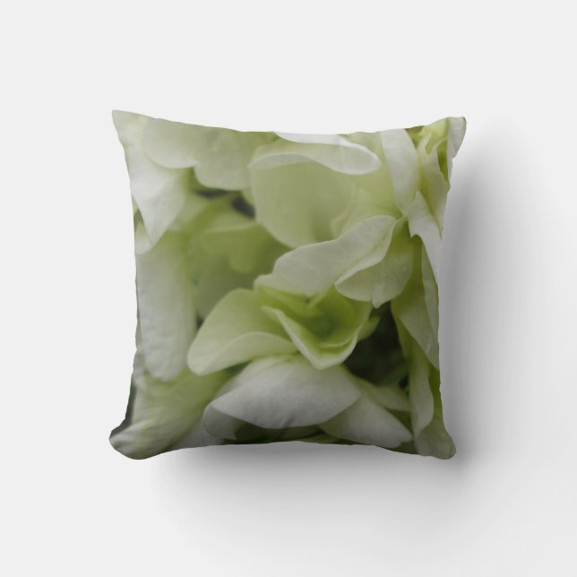 Weiß-Grünes Blumen-Blumenblatt-Kissen Kissen (Vorderseite)
