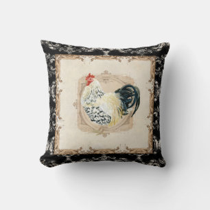 Weiß-Hahn des Vintage Art-französischer Kissen