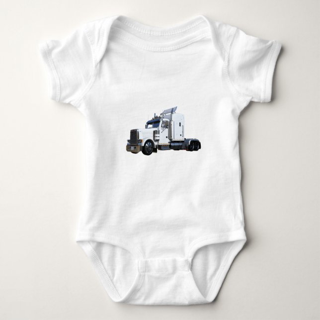 Weiß-halb Sattelzug Baby Strampler (Vorderseite)