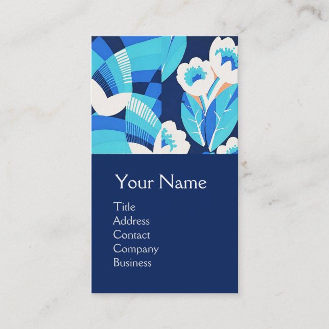 WEISS HAWAII BLUE BLUES BOLD FLORAL MONOGRAM VISITENKARTE (Vorderseite)