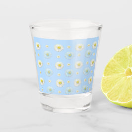 Weiß & hellblau Daisy Muster Schnapsglas