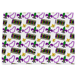 WEISS LILA GREEN GOLD MARDI GRAS BEADS GROßE GESCHENKTÜTE
