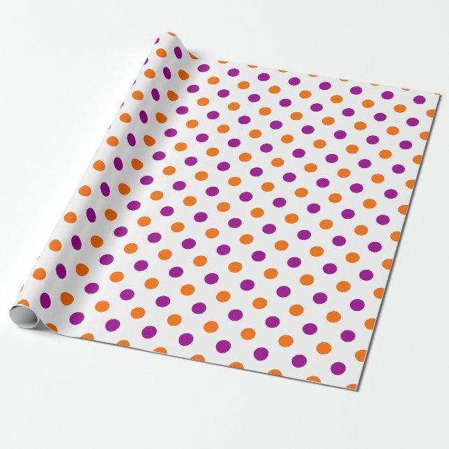 Weiß Lila Orange Punkte Muster Geschenkpapier (Ungerollt)
