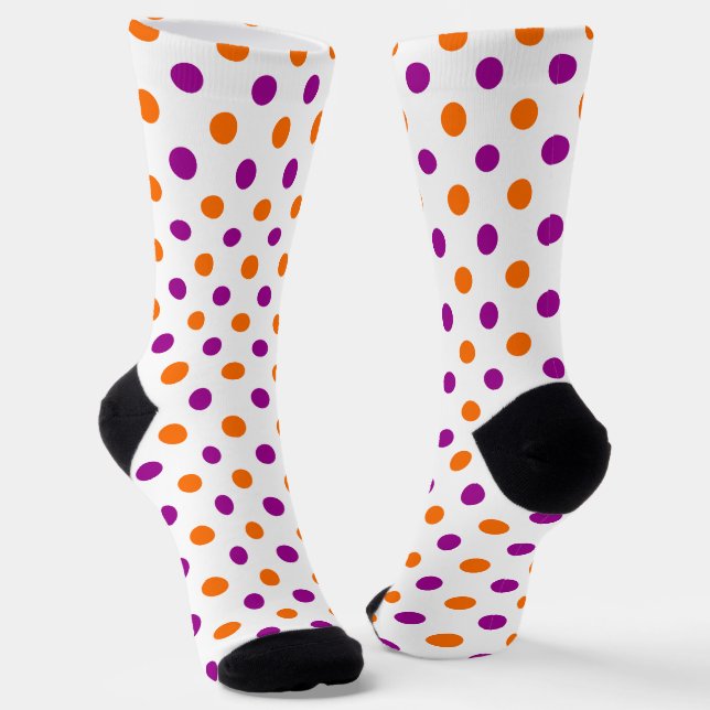 Weiß Lila Orange Punkte Muster Socken (Gewinkelt)