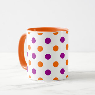Weiß Lila Orange Punkte Muster Tasse