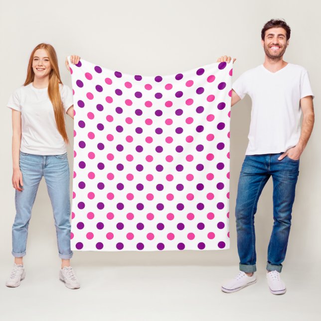 Weiß Lila Pink Punkte Muster  Fleecedecke (Beispiel)
