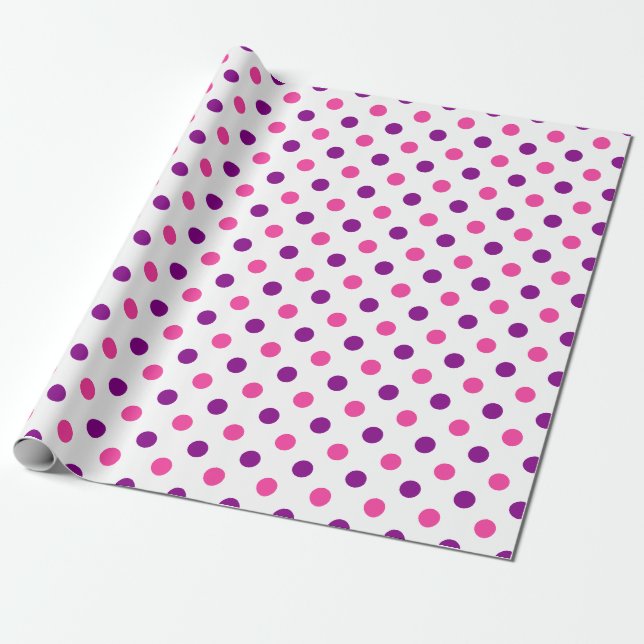 Weiß Lila Rosa Punkte Muster  Geschenkpapier (Ungerollt)