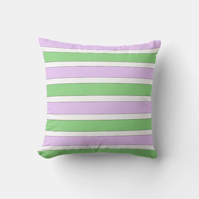 Weiß, Lilac und grüne Streifen Kissen (Vorderseite)