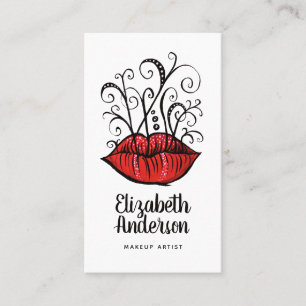 Weiß Lips Ink Tattoo Style Gothic Makeup Artist Terminkarte
