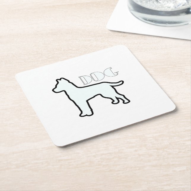 Weiß Logo des Hundes Rechteckiger Pappuntersetzer (angewinkelt)