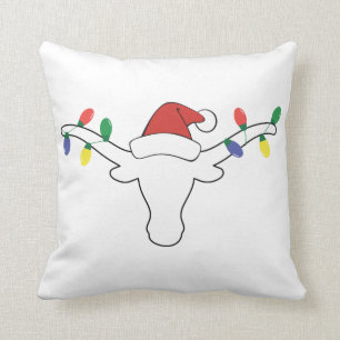 Weiß Longhorn mit Weihnachtslicht und Weihnachtsm Kissen