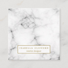 Weiß-Marmor | berufliches Logo Quadratische Visitenkarte