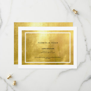 Weiß & Metallic Gold Save The Date