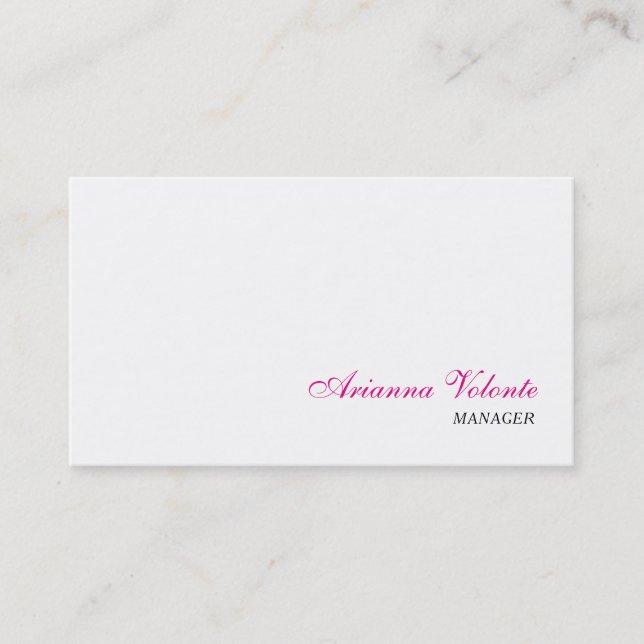 Weiß Minimalistisch Elegante Schlichte Feminine Visitenkarte (Vorderseite)