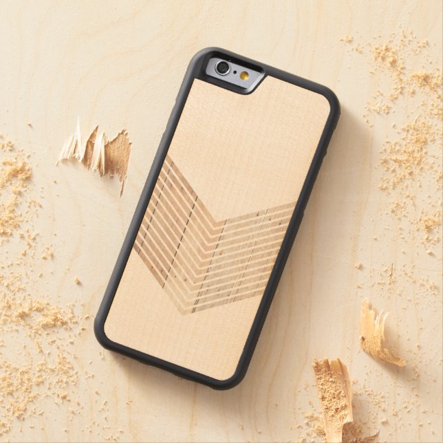 Weiß Minimalistisch Zickzack mit Holz Carved Wood iPhone Hülle (Beispiel)