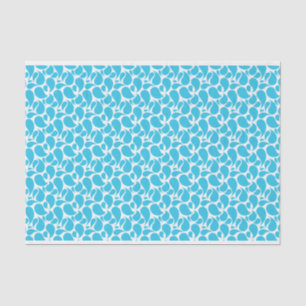 WEISS MIT AQUA PAISLEY PATTERN SEIDENPAPIER