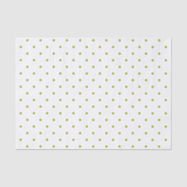 WEISS MIT BALKLEIN GRÜNE POLKA-PUNKTE SEIDENPAPIER (Vorderseite)
