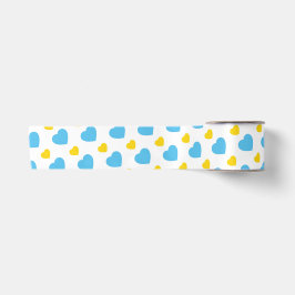 WEISS MIT BLAU & GELBEN HERZEN SATINBAND