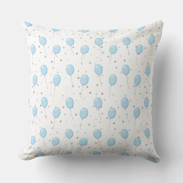 WEISS MIT BLAUEN BABY BALLOONS KISSEN (Vorderseite)
